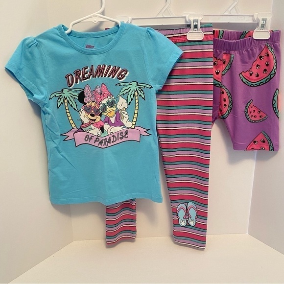 Disney Junior Girls Minnie Mouse & Daisy Duck 3 Piece Top/ Bottoms Set Size 4T - Picture 2 of 10